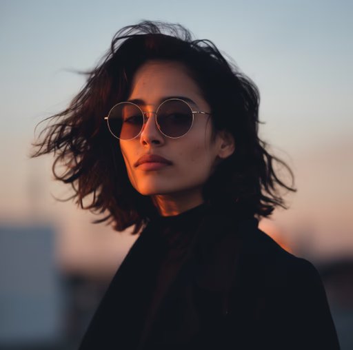 Woman in black glasses